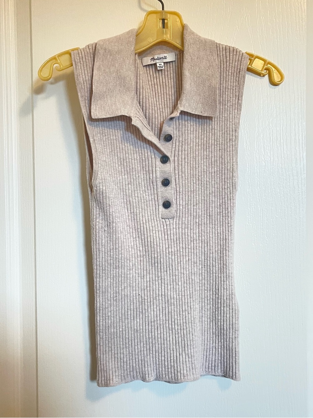 Madewell Sleeveless Ribbed Polo Dress in Taupe